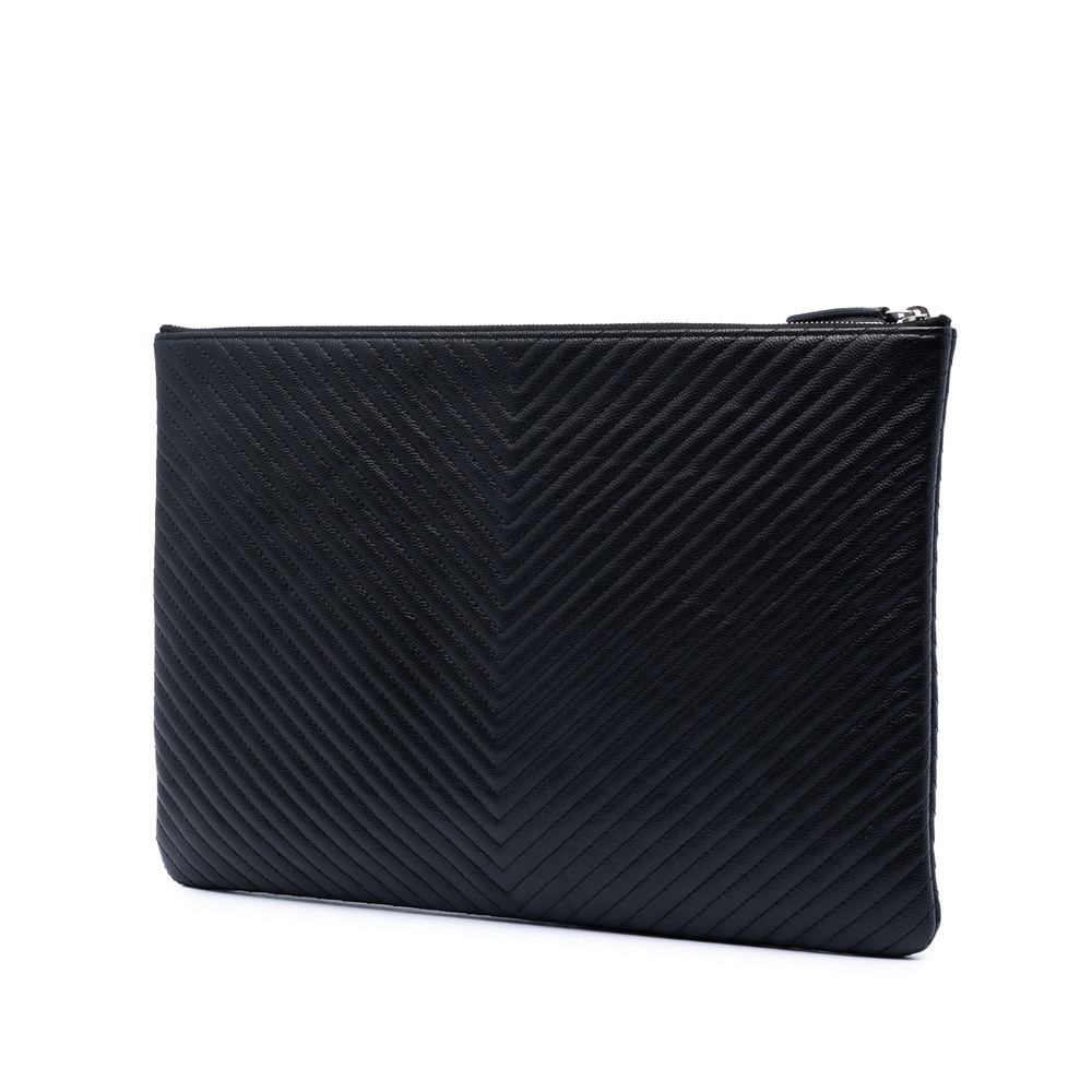 Pre-Loved Chanel Large Chevron Caviar O Case Clutch - Picture 2 of 8